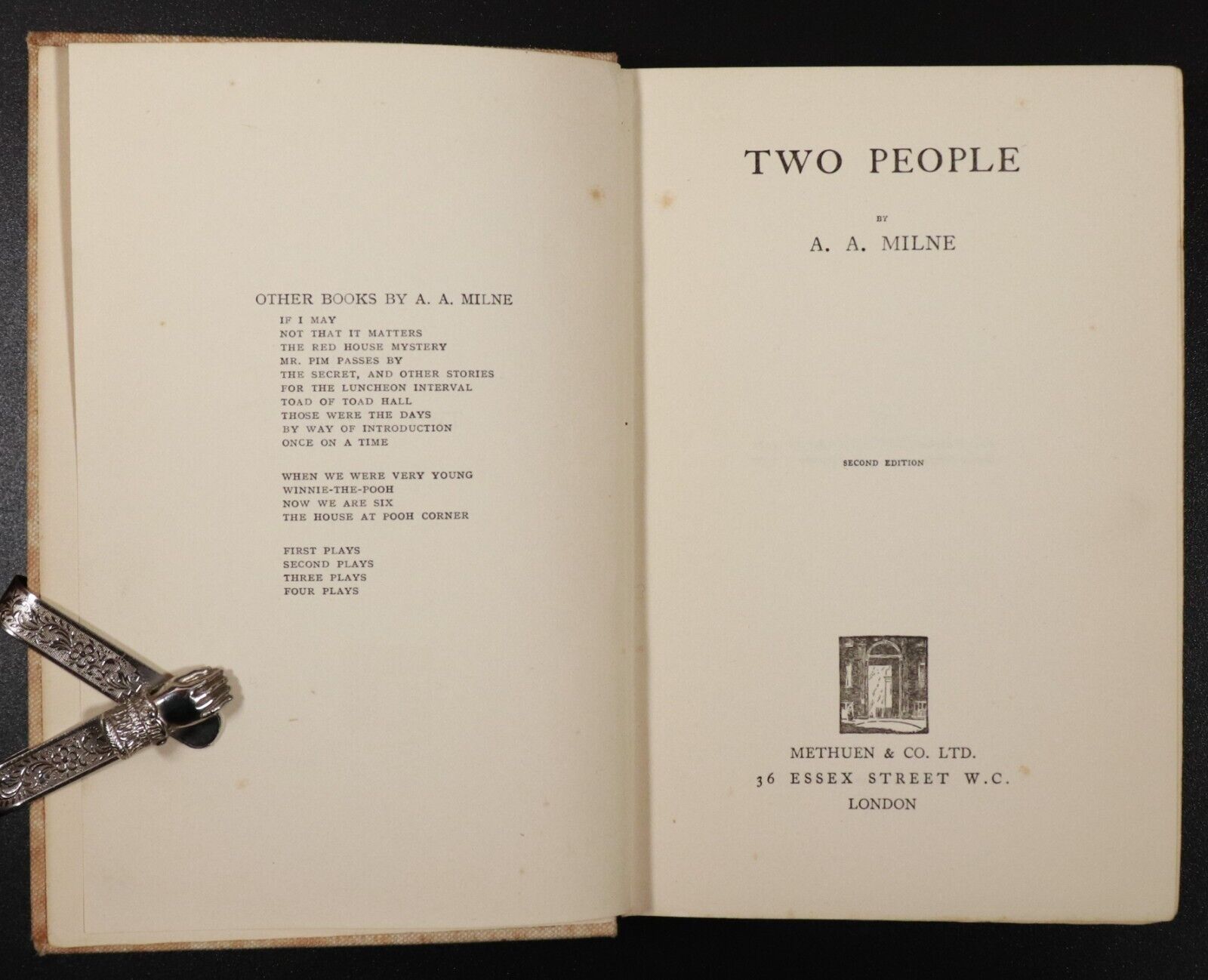 1931 Two People by A. A. Milne Antique Fiction Book Novel 2nd Edition - 0