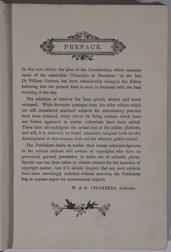 c1920 Chambers's Elocution Antique English Language British Reference Book