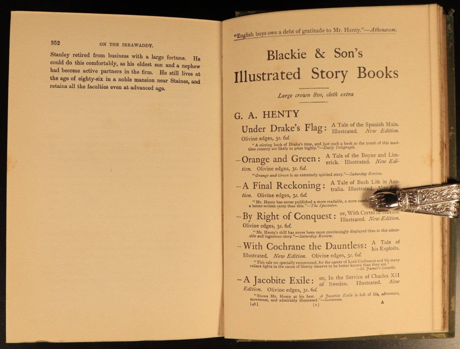 1912 On The Irrawaddy by G.A. Henty Antique Illustrated Military Fiction Book