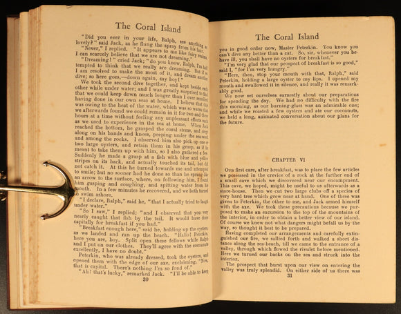 The Coral Island by R.M. Ballantyne c1920 Antique Scottish Fiction Book