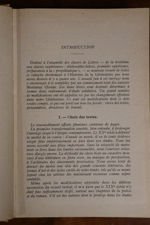 1959 Morceaux Choisis des Auteurs Français French Literature Poetry Book