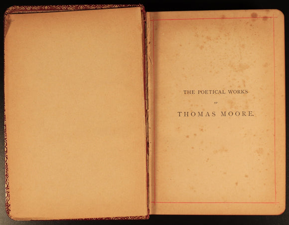 c1905 The Poetical Works Of Thomas Moore Illustrated Antique Irish Poetry Book