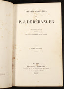 1843 Oeuvres Completes De P.J. De Béranger Antiquarian French Poetry Book Vol 2-3