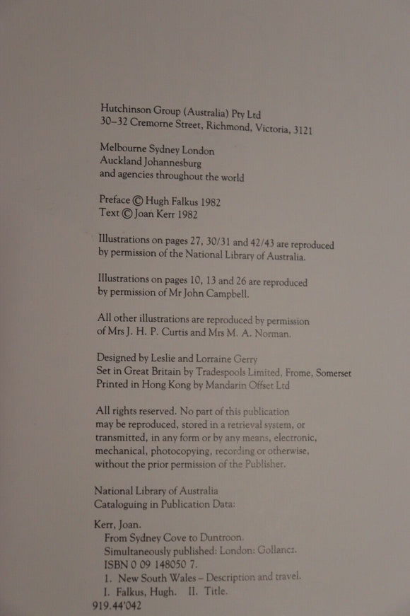 1982 From Sydney Cove to Duntroon 1st Edition Australian Colonial History Book