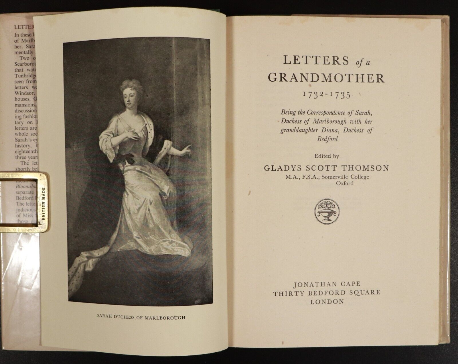 1943 Letters Of A Grandmother 1732-1735 by Gladys Scott Thomson Antique Book