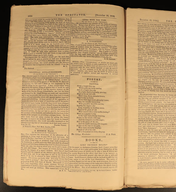 1913 The Spectator Magazine December 13, 1913 Antique British Newspaper Magazine
