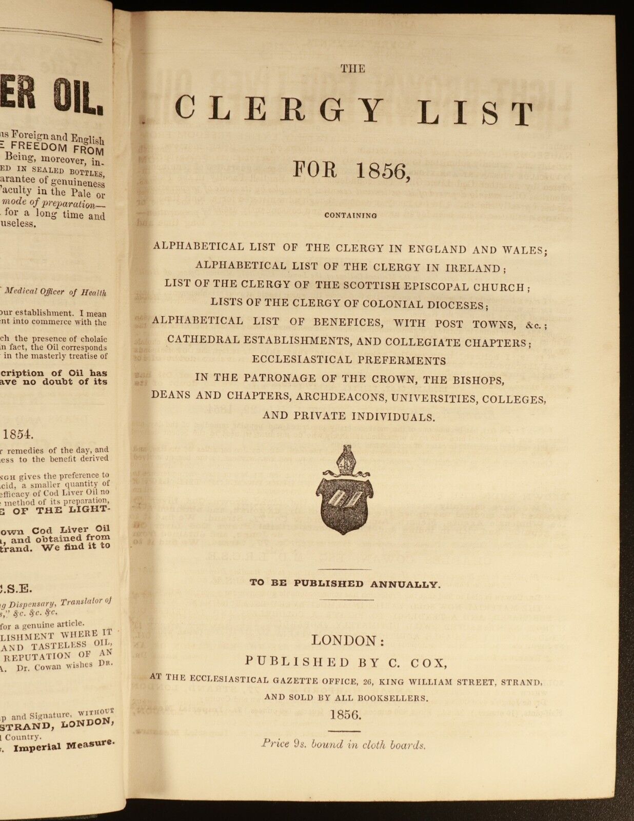 1856 The Clergy List For 1856 Antiquarian British Religious History Book