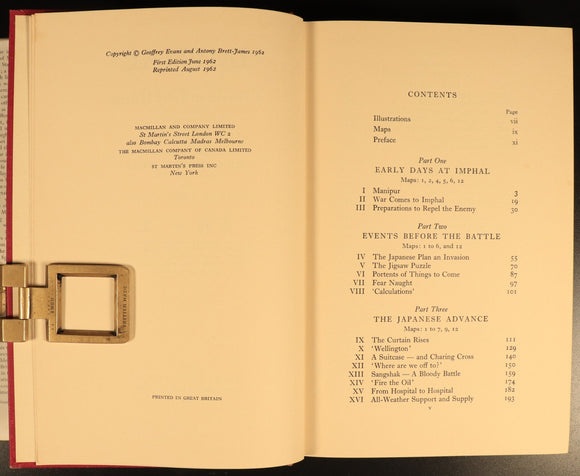 Imphal by Sir Geoffrey Evans 1962 Japan India Military History Book WW2