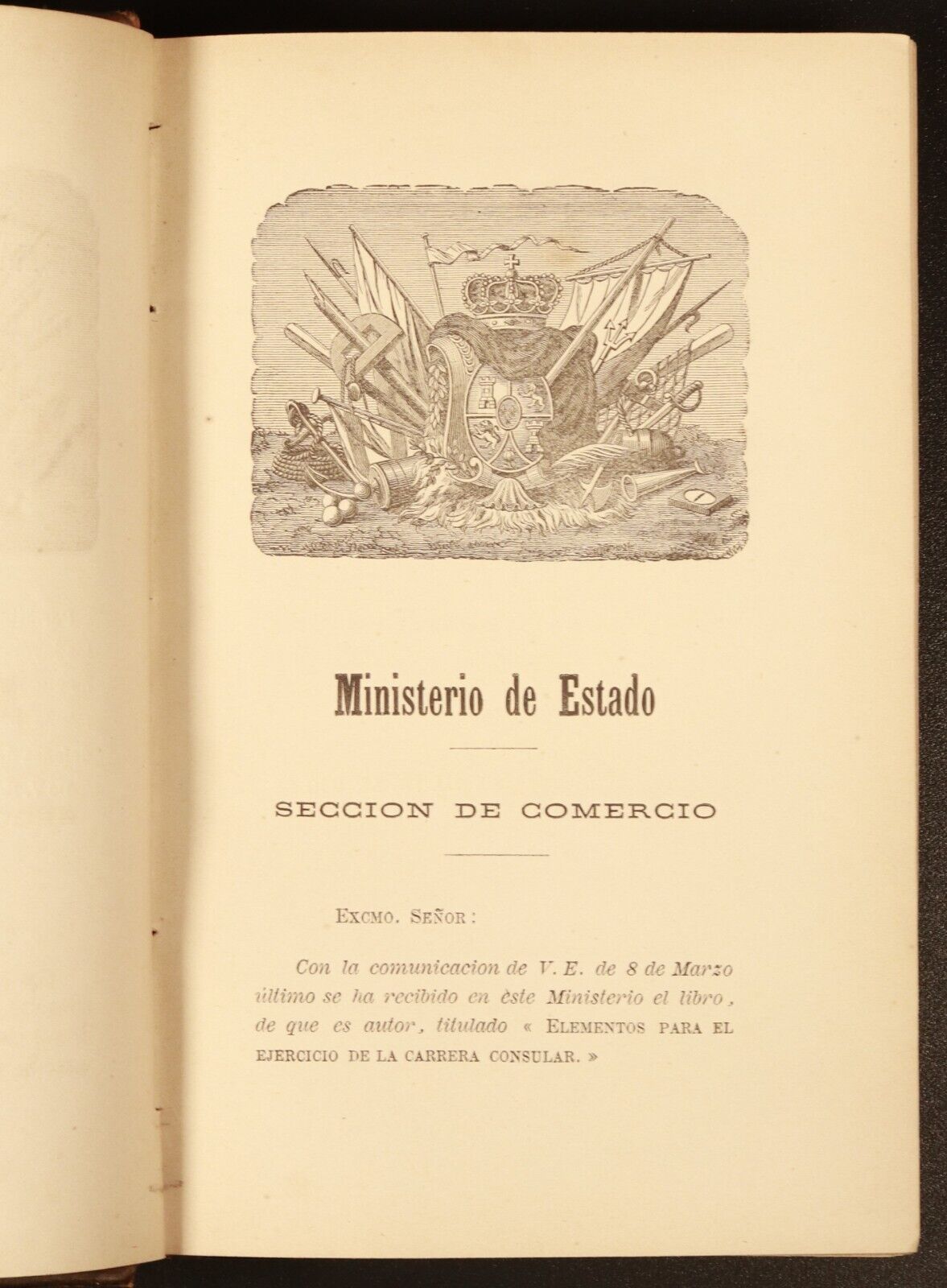 1883 Elementos Para El Ejercicio De La Carrera Consular Antique Reference Book