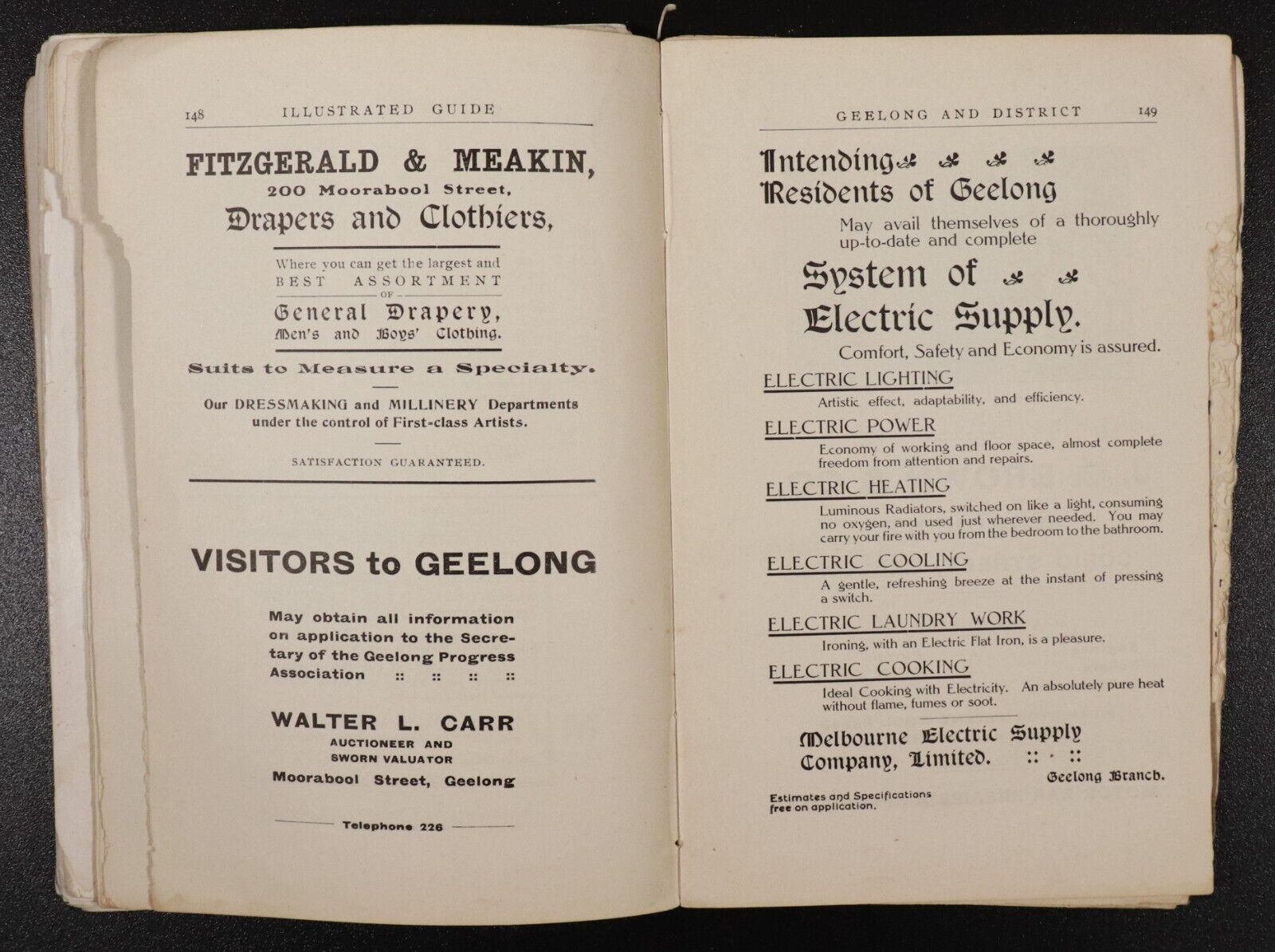 1908 Illustrated Guide To Geelong & District Australian Antique History Book