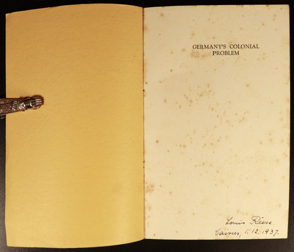 1937 Germany's Colonial Problem by Johannsen & Kraft Pre WW2 German History Book