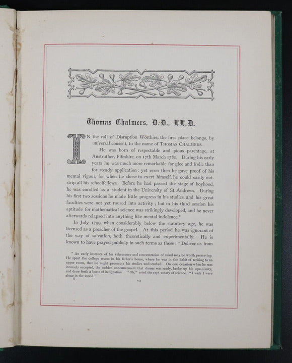 c1893 2vol Disruption Worthies Memorial Of 1843 Antique Scottish History Books