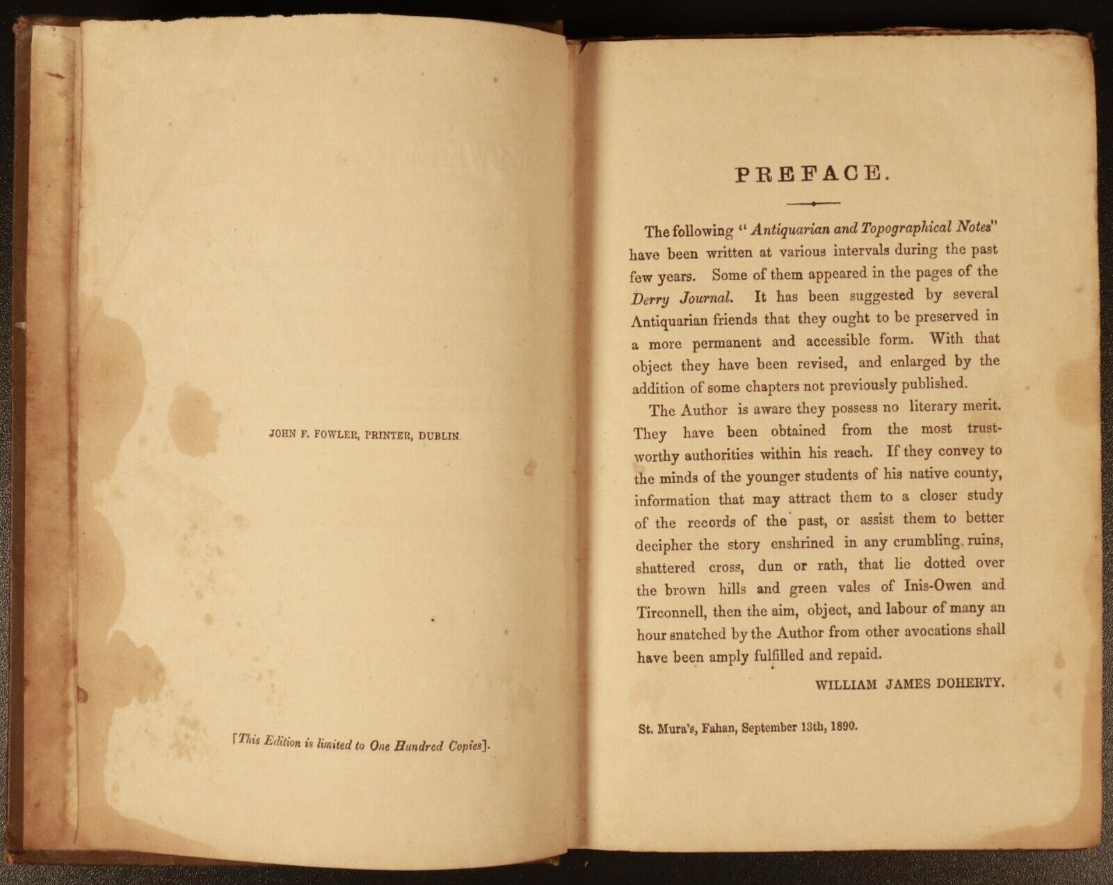 1891 Inis-Owen & Tirconnell by W Doherty Antiquarian Irish History Book 1 of 100
