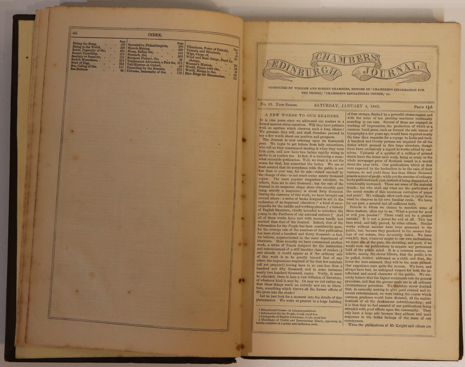 1845 Chambers's Edinburgh Journal Vol. 3 Antique British History Reference Book