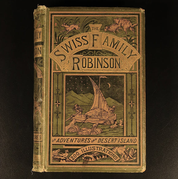 c1898 Swiss Family Robinson by H. Frith Antique Illustrated Fiction Book