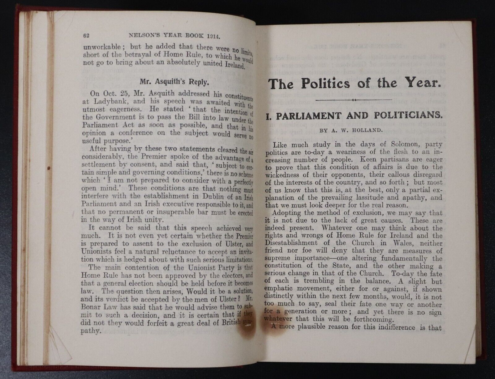 1914Thomas Nelson's Year Book for 1913-14 Antique British History Book w/Map