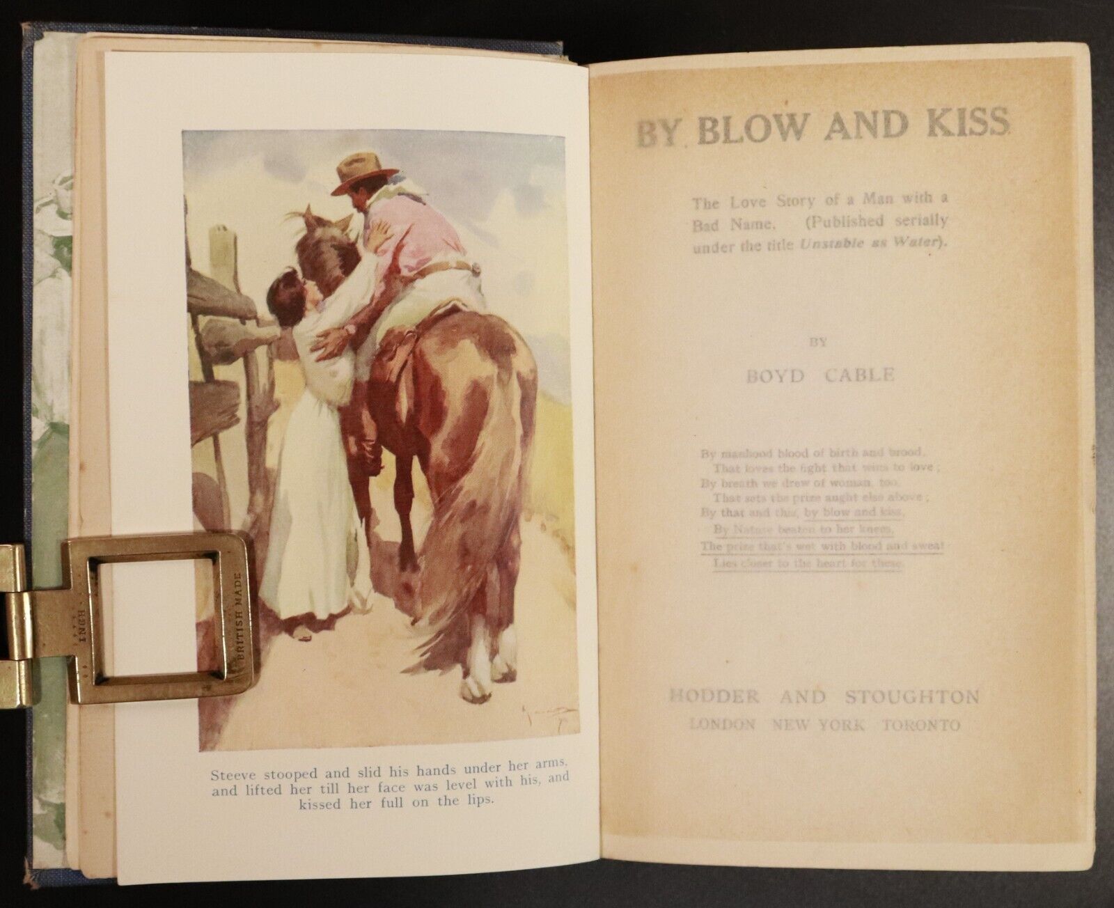 1914 By Blow & Kiss by Boyd Cable 1st Edition Antique Australian Fiction Book - 0