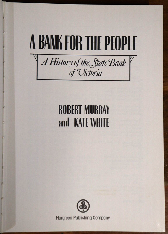 1992 History Of The State Bank Of Victoria Australian Financial History Book