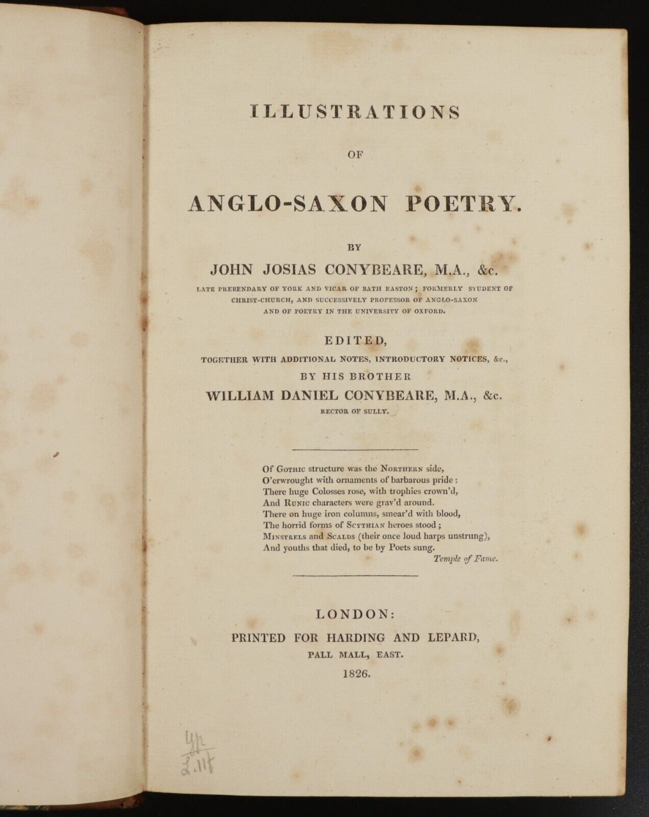 1826 Illustrations Of Anglo-Saxon Poetry by JJ Conybeare Antiquarian Book 1st Ed - 0