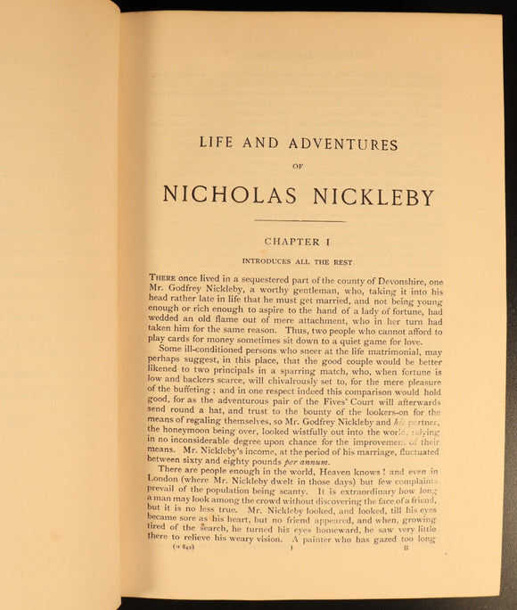 1912 Nicholas Nickleby by Charles Dickens Antique Fiction Book Gresham V4
