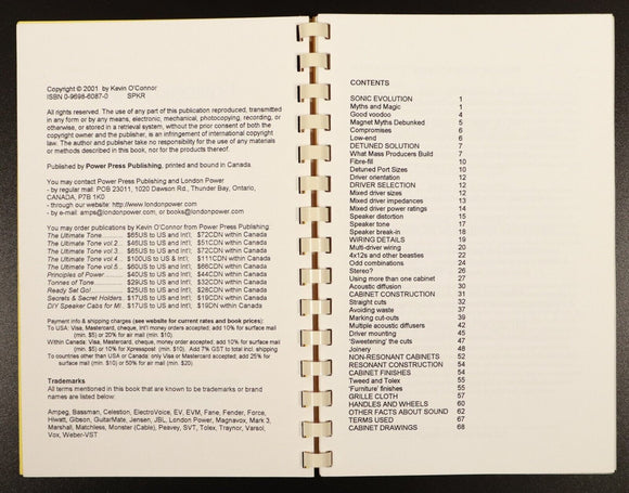 2001 London Power DIY Speaker Cabinets by Kevin O'Connor Music Instrument Book