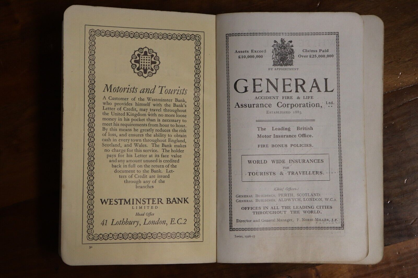 1927 Guide To Bournemouth: Ward Lock & Co Antique Travel Guide Book w/Maps