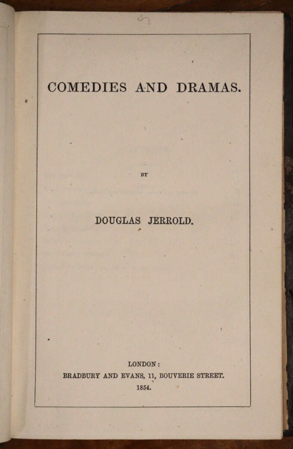 1854 Comedies & Dramas by D Jerrold Antique British Literature Fiction Book - 0