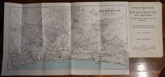 1927 Guide To Bournemouth: Ward Lock & Co Antique Travel Guide Book w/Maps