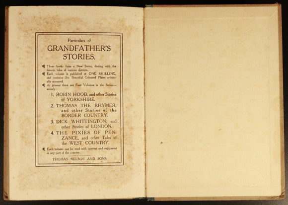 c1920 Dick Whittington Tales Of Old London by F.E Melton Antique Children's Book