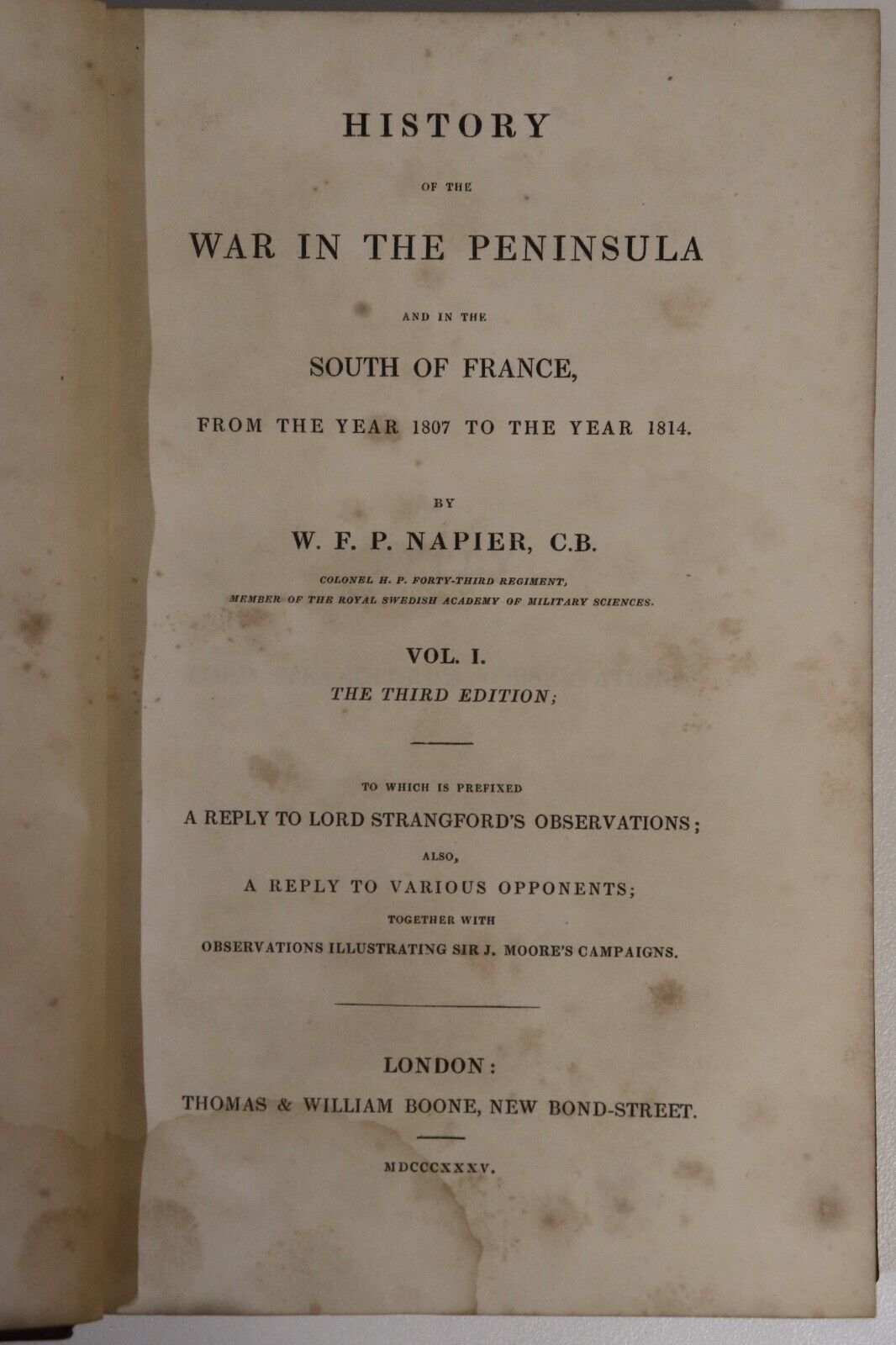 1835 6vol Napier's History Of The War In The Peninsula Military Book Set