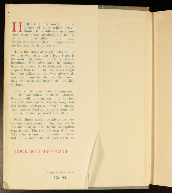 1952 A Town Like Alice by Nevil Shute Vintage British Fiction Book Early Edition