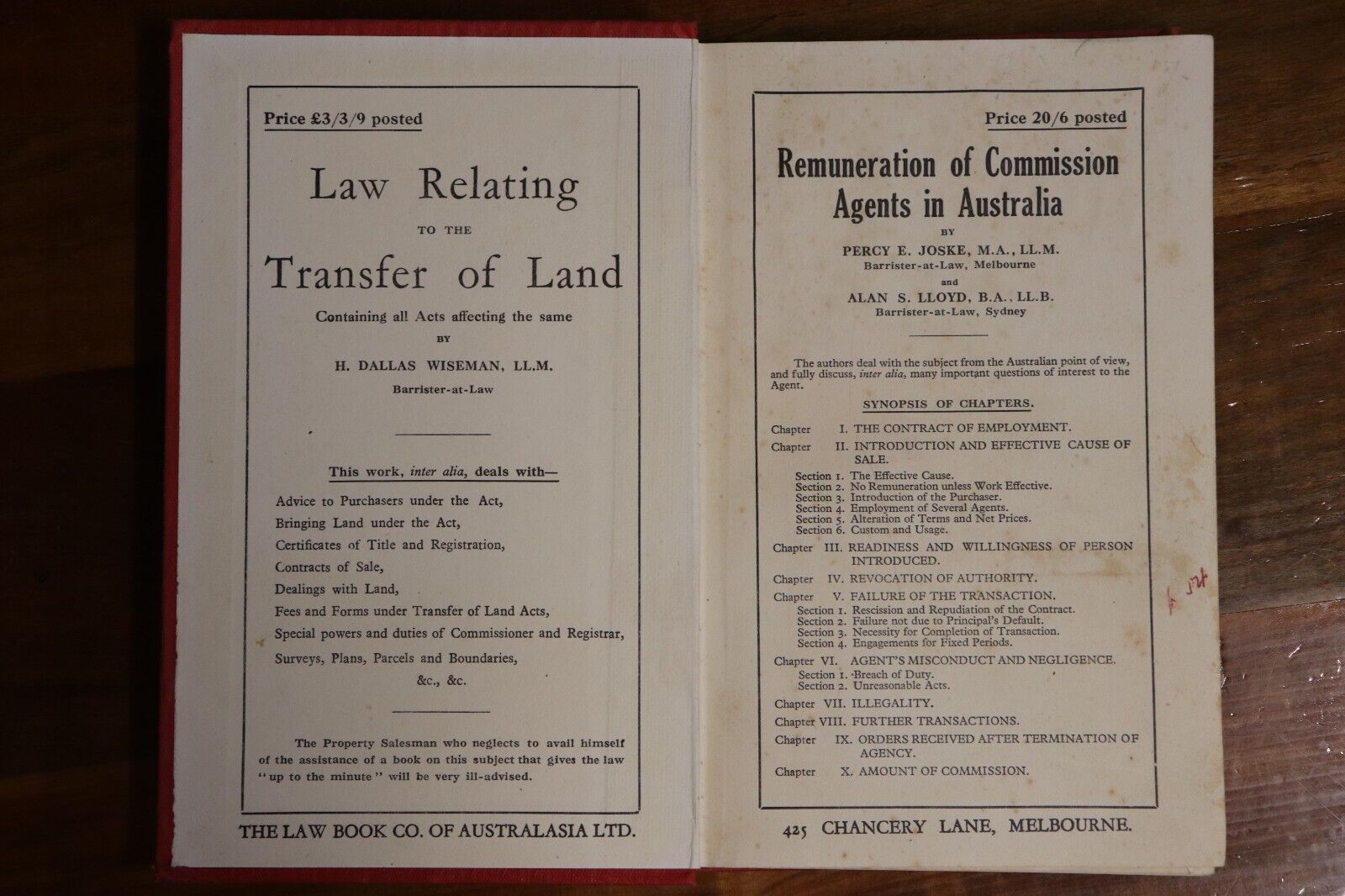 1925 The Law Relating To Estate Agents & Auctioneers Australian History Book - 0