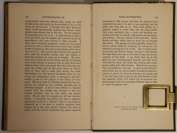 1896 The Autobiography Of Mark Rutherford Antique British Literature Book