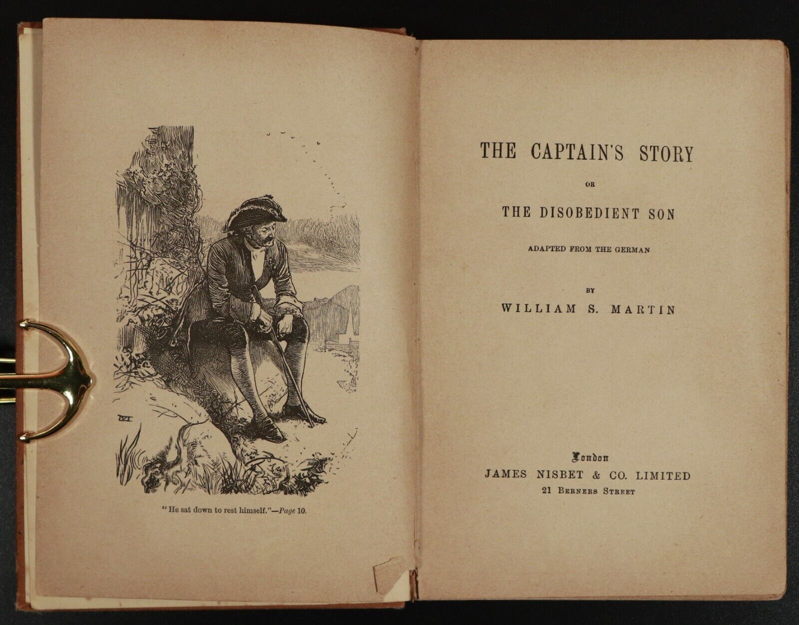 c1905 The Captain's Story or The Disobediant Son W.S Martin Antique Fiction Book - 0