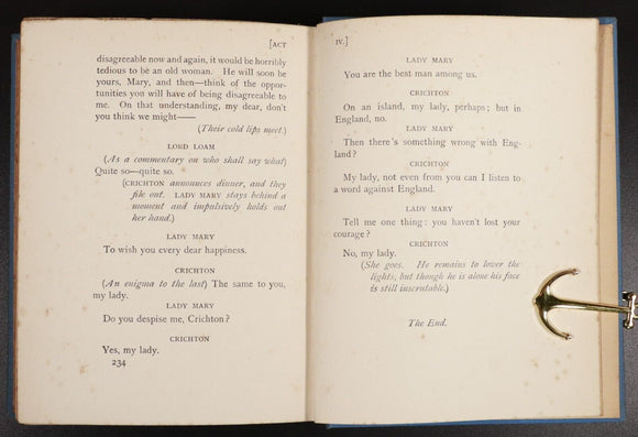 c1910 2vol Admirable Crichton & Quality Street by J.M. Barrie Antique Book Set