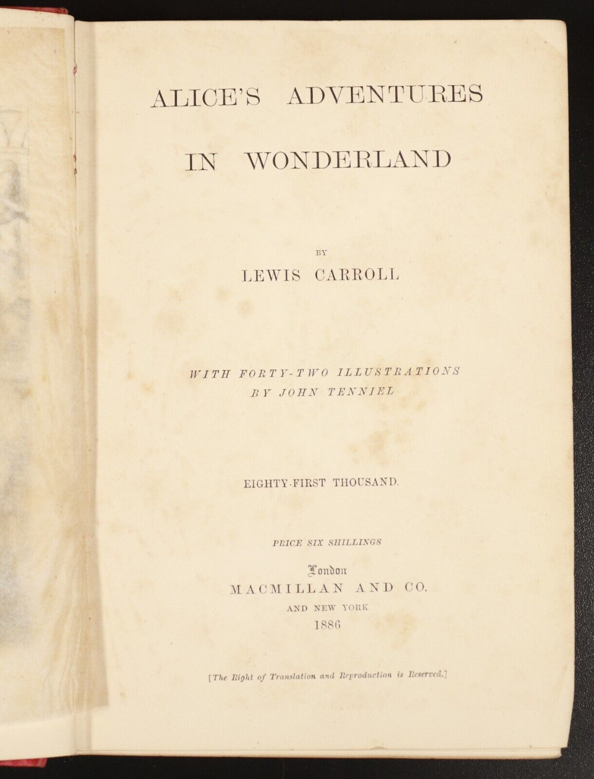 1886 Alice's Adventures In Wonderland L. Carroll Antique Fiction Book J. Tenniel