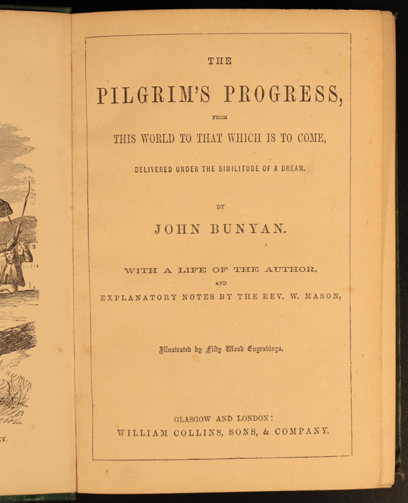 c1880 The Pilgrim's Progress by John Bunyan Antique Illustrated Christian Book