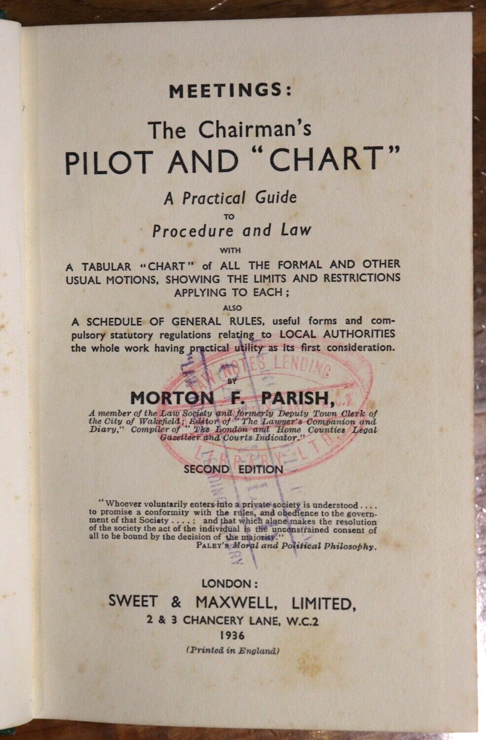 1936 The Chairman's Pilot & Chart Antique Business Law Reference Book - 0