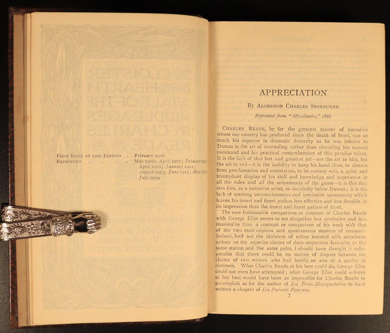 1919 Cloister & The Hearth by Charles Reade Antique Fiction Book Everyman's
