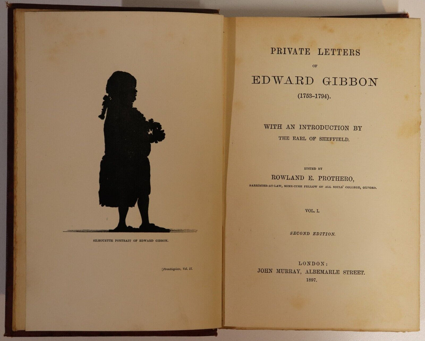 1897 2vol Private Letters Of Edward Gibbon Antique British Biography Book