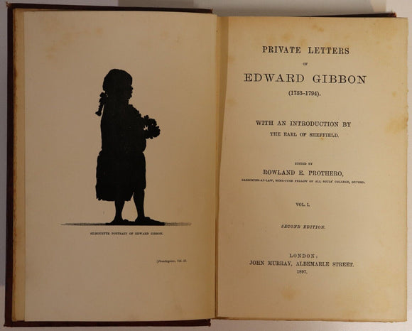 1897 2vol Private Letters Of Edward Gibbon Antique British Biography Book