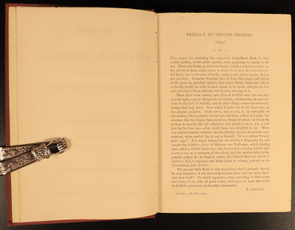 1872 Life Of Friedrich Schiller by Thomas Carlyle Antiquarian Biography Book