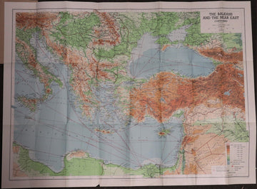 1941 The London Geographical Society Map of The Balkans Antique Map