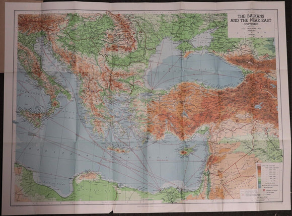 1941 The London Geographical Society Map of The Balkans Antique Map