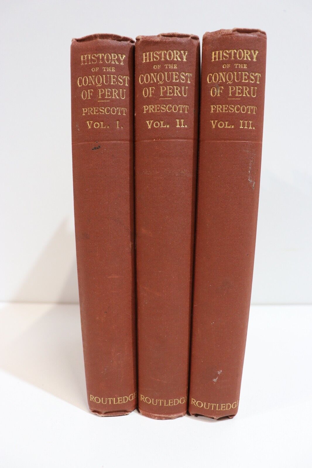 c1910 3vol History Of The Conquest Of Peru WH Prescott Antique History Book Set