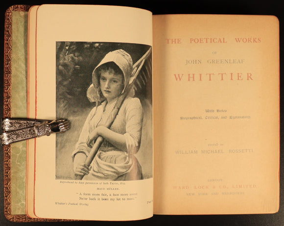 c1905 The Poetical Works Of John Greenleaf Whittier Antique American Poetry Book