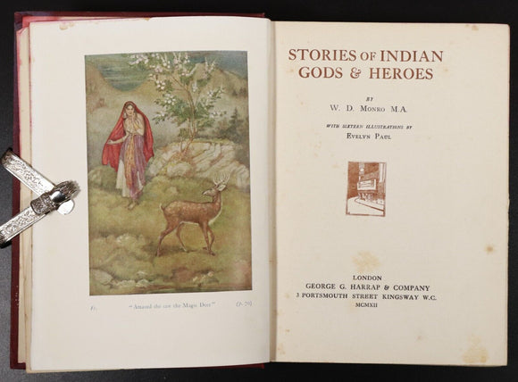 1912 Stories Of Indian Gods & Heroes by W.D. Monro Antique Indian History Book