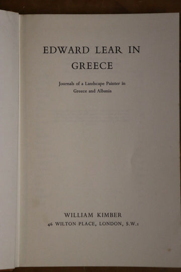 1965 Edward Lear In Greece Landscape Artist Vintage Art Reference Book - 0