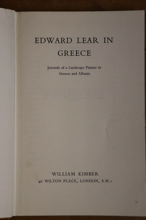 1965 Edward Lear In Greece Landscape Artist Vintage Art Reference Book