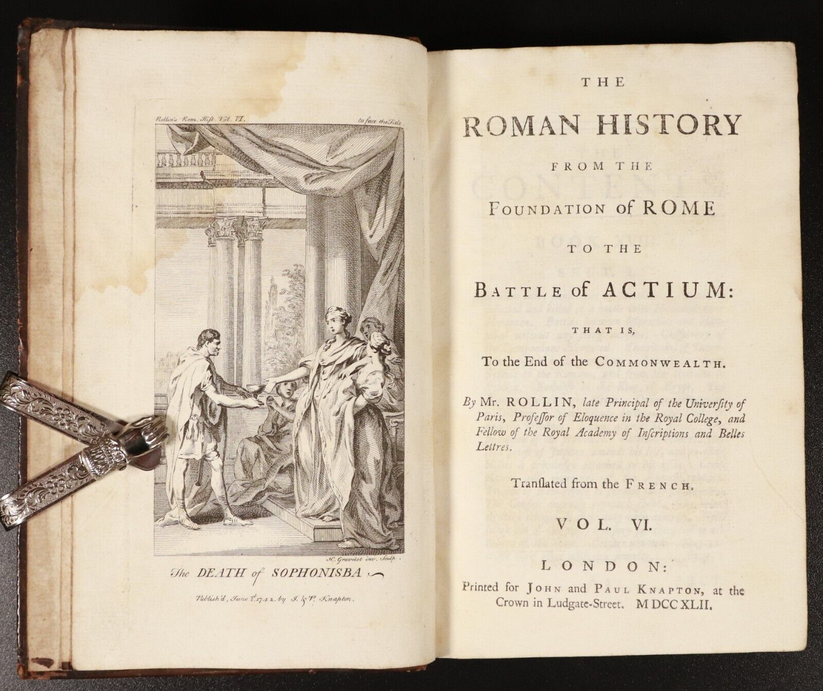 1739 5vol Roman History From Foundation To Actium Antiquarian Books M Rollin 1st